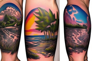 River Oasis during a sunset tattoo idea