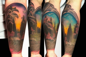 River Oasis during a sunset tattoo idea