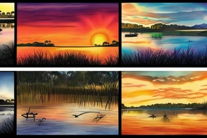 Australian River landscape during a sunset tattoo idea