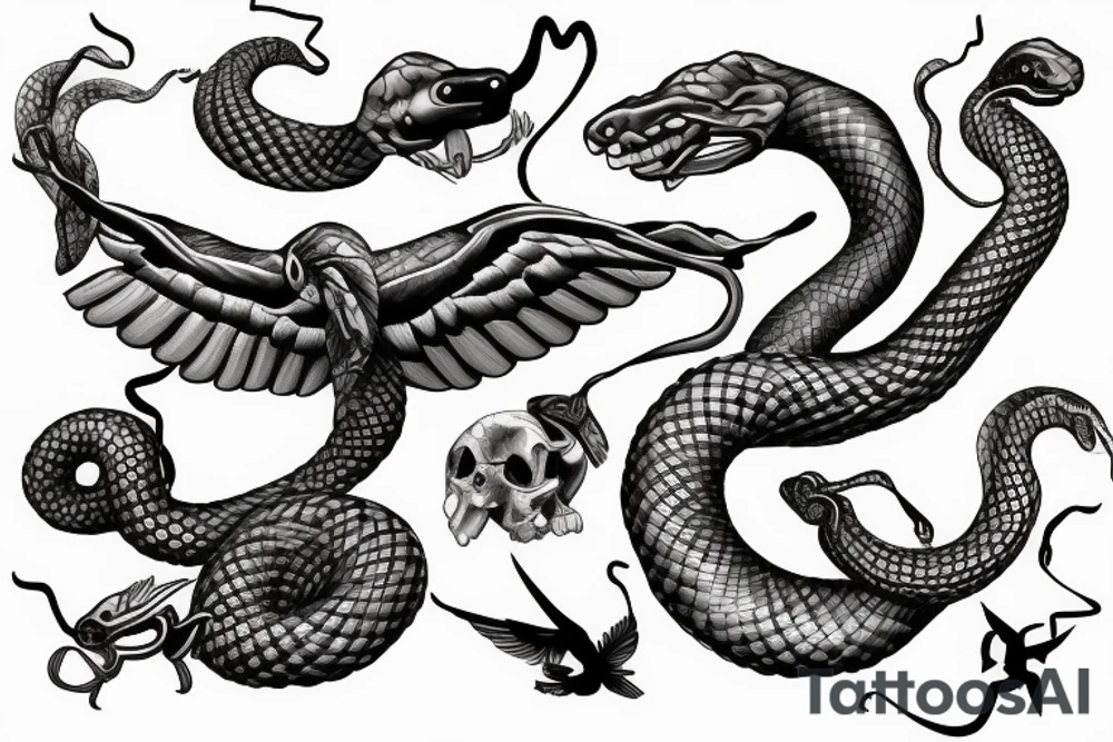 Flying snake tattoo idea