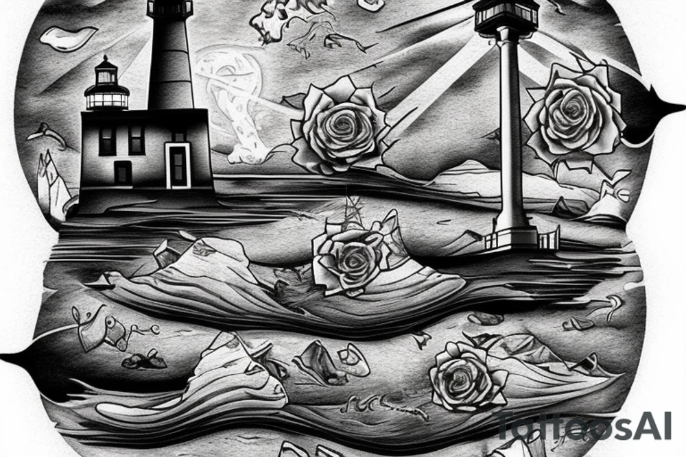 light house on the rocks near cliffs. tattoo idea