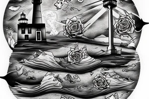 light house on the rocks near cliffs. tattoo idea