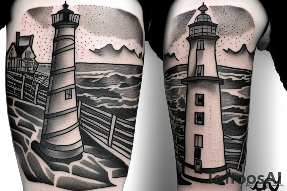 light house near cliffs. tattoo idea