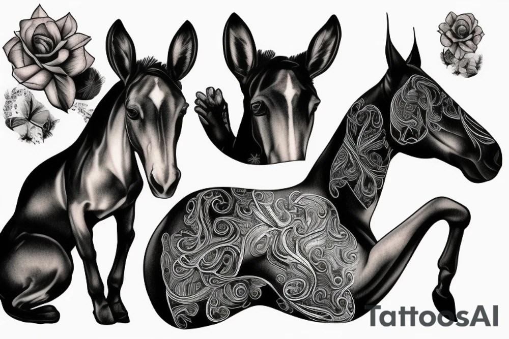 two shire thoroughbred cross horses tattoo idea