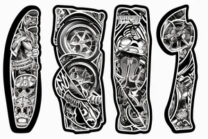 Three pillars surrounded by a motorcycle tire tattoo idea
