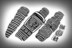 Three pillars surrounded by a tire tattoo idea