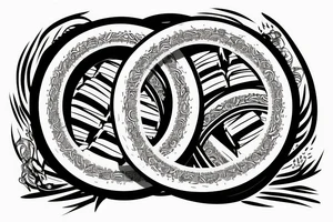 Three pillars surrounded by a tire tattoo idea