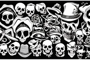 Skull with hat tattoo idea