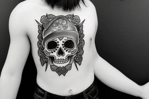 Skull with hat tattoo idea