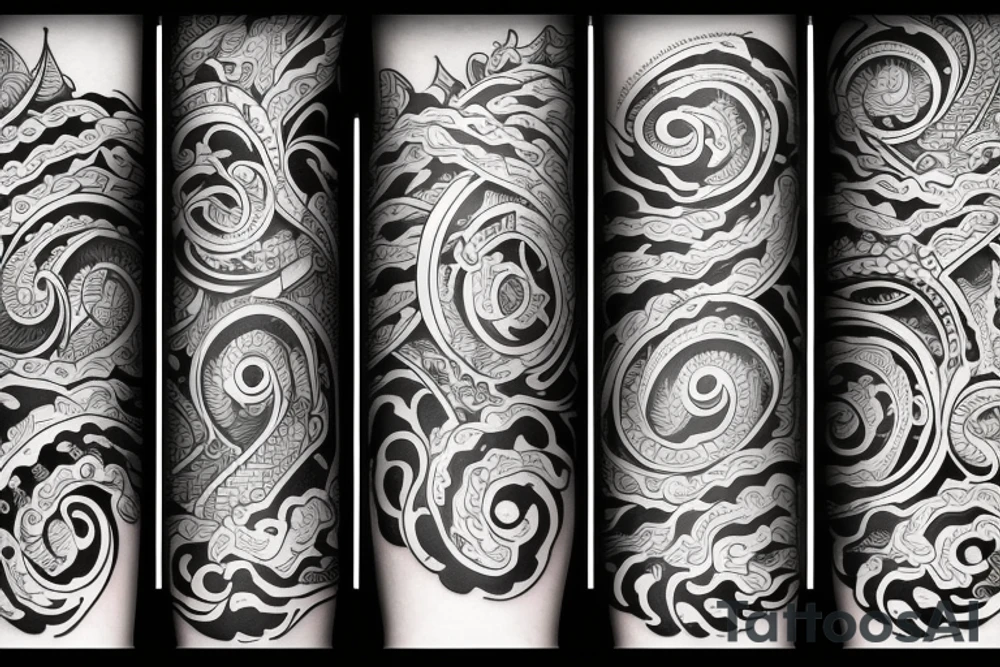 One long brushstroke surrounded by two short brushstrokes tattoo idea