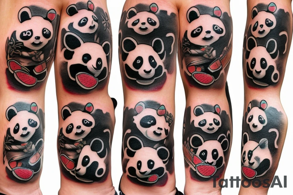 Panda head on fire tattoo idea