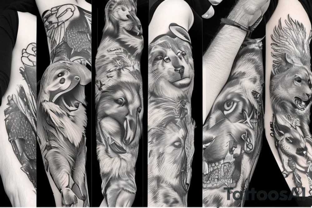 Armed animals tattoo idea