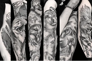 Armed animals tattoo idea