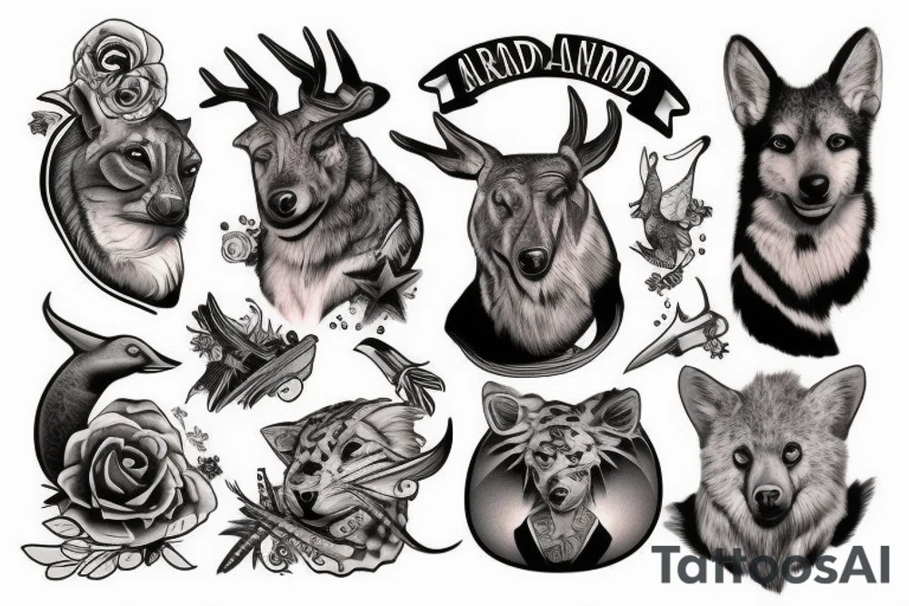 Armed animals tattoo idea