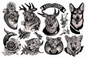 Armed animals tattoo idea