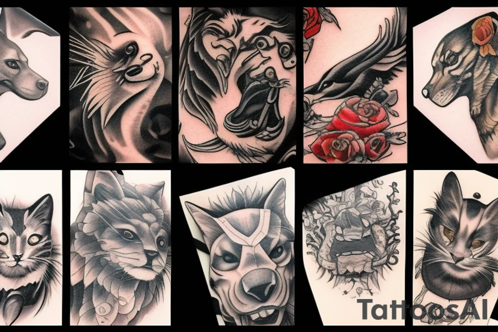 Armed animals tattoo idea