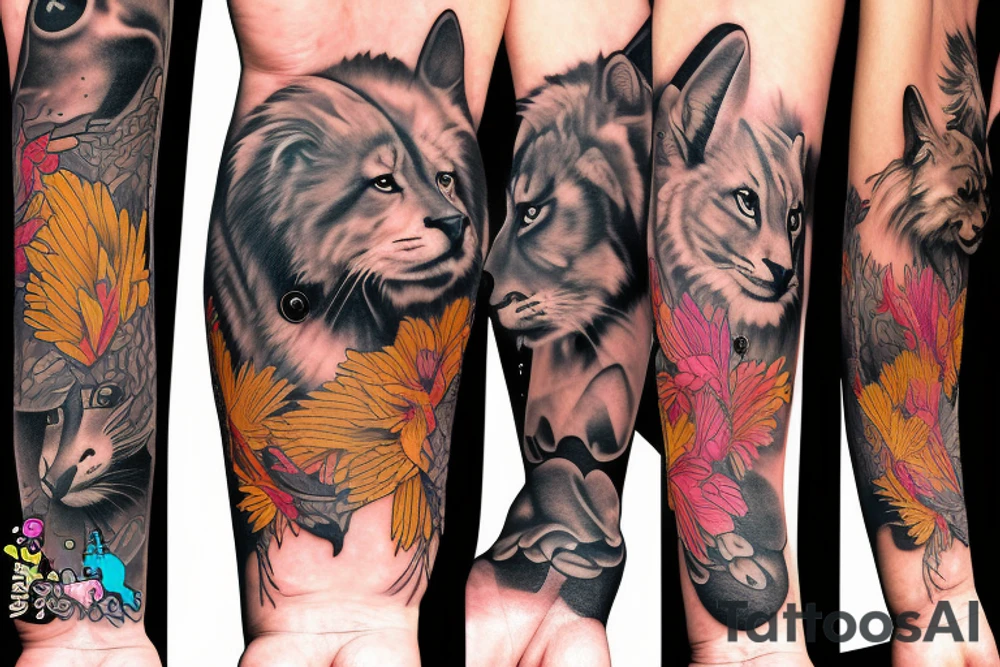Armed animals tattoo idea