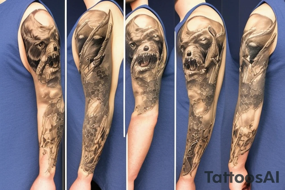 Armed animals tattoo idea