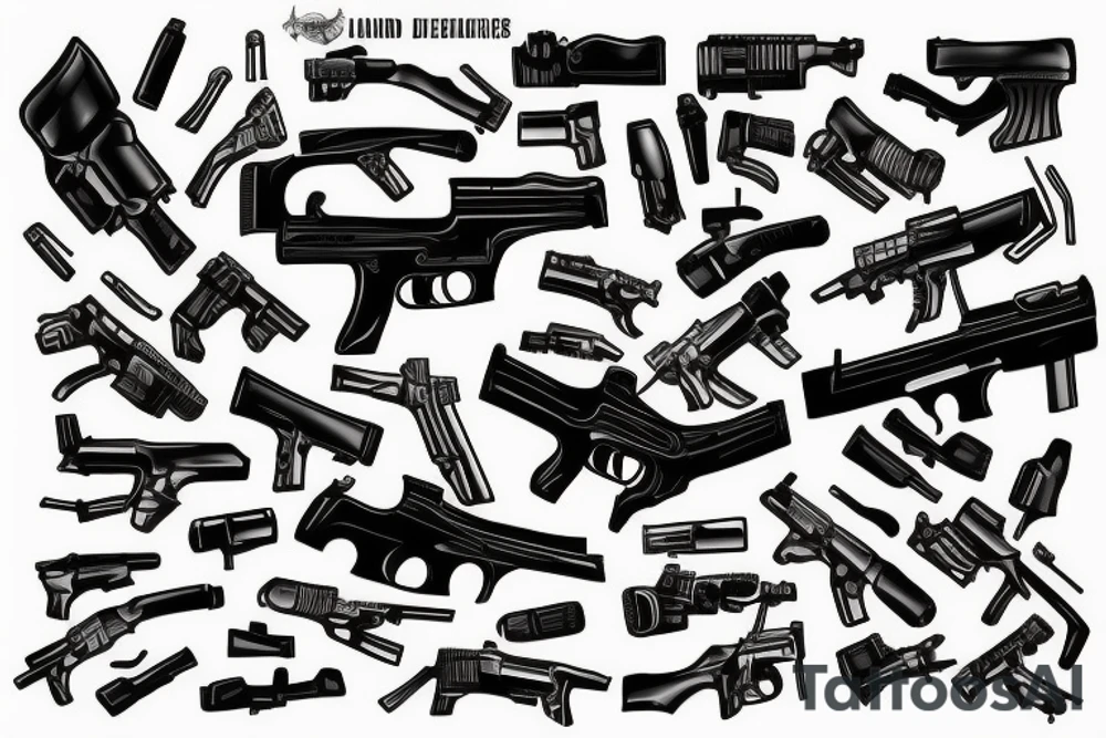 Armed with guns tattoo idea