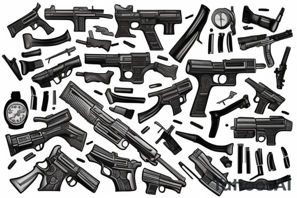 Armed with guns tattoo idea