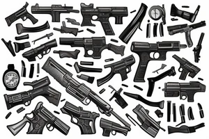 Armed with guns tattoo idea