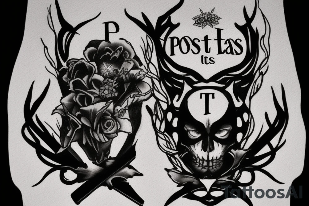 Write the sentence « Post Tenebras Lux » in gangsta style letters. Word Tenebras has to contrast with the two other. tattoo idea