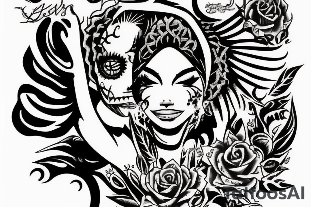 Write the sentence « Post Tenebras Lux » in chicano style letters. Word Tenebras has to contrast with the two other. tattoo idea