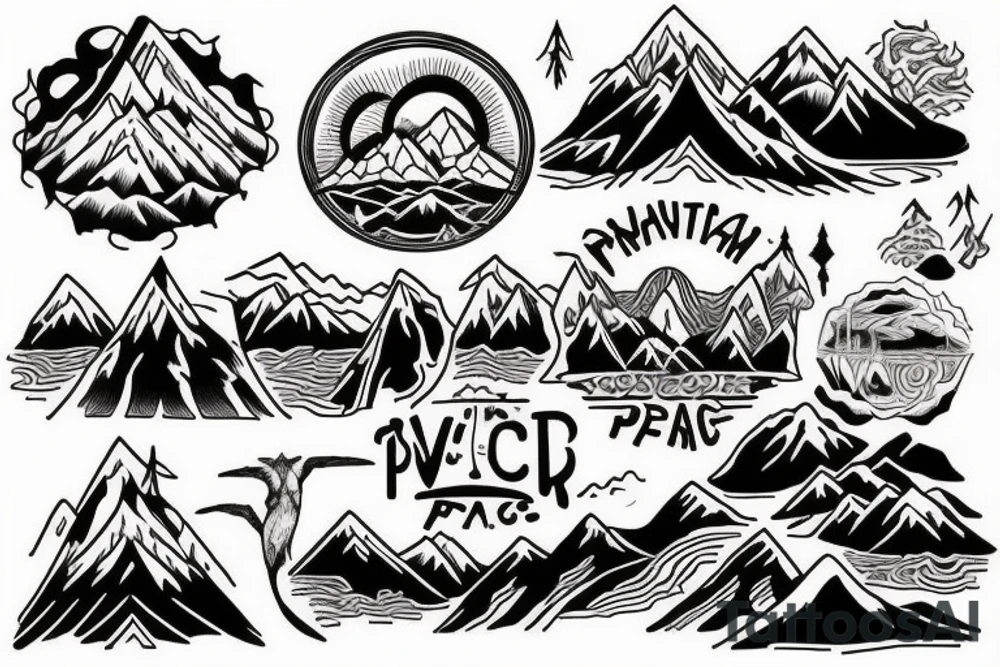 I want something with a mountain and river that represents God is peace tattoo idea