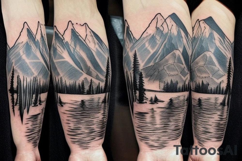 Mountain with river to show peace in my life tattoo idea