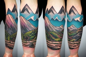 Mountain with river to show peace in my life tattoo idea