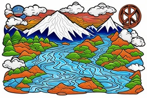 Mountain with river to show peace in my life tattoo idea
