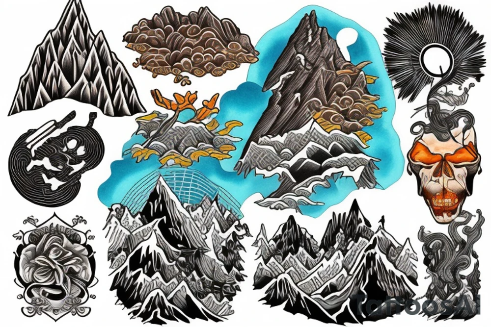 mountain and rivers tattoo idea