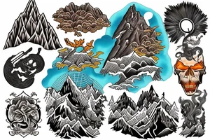 mountain and rivers tattoo idea