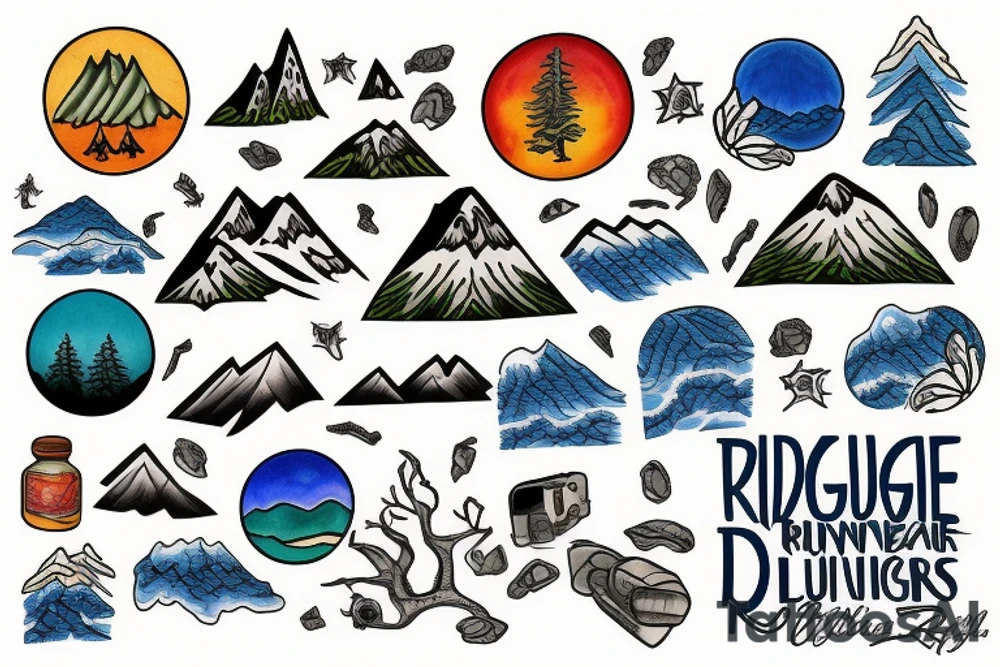 Blue ridge mountain and rivers tattoo idea