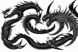 flame fenrir fighting world serpent tattoo idea