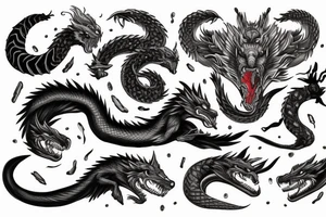 flame fenrir fighting world serpent tattoo idea