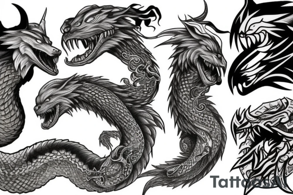fenrir fighting world serpent tattoo idea