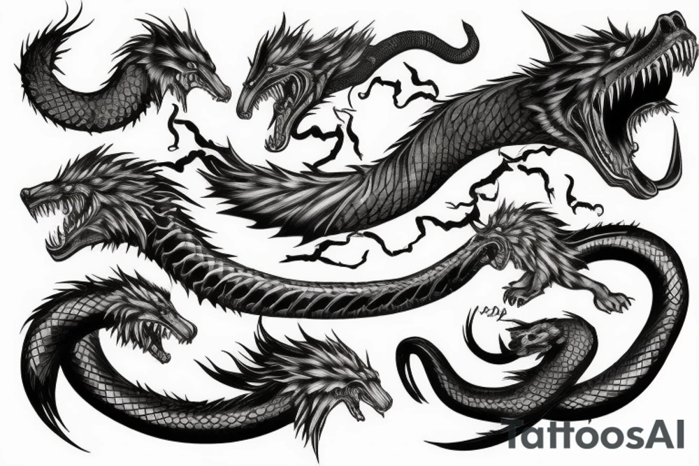 fenrir fighting world serpent tattoo idea
