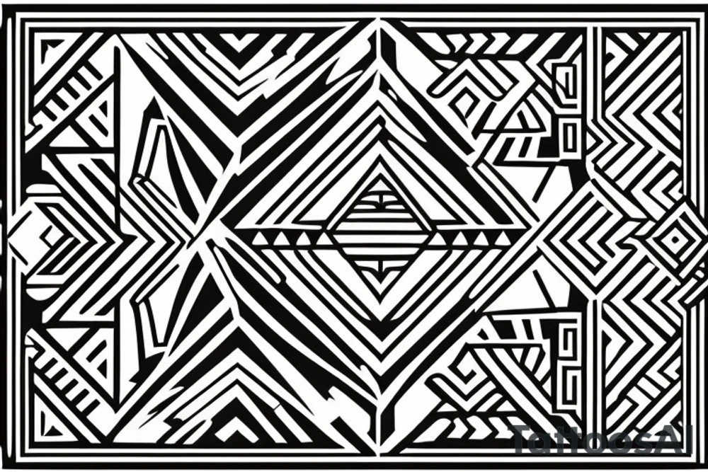 Ziggurat in Geometric Style: Opt for a geometric tattoo style, using bold lines and shapes to create a stylized representation of the ziggurat. This approach can give the design a modern and abstract feel while still capturing the essence of the ancient structure. tattoo idea