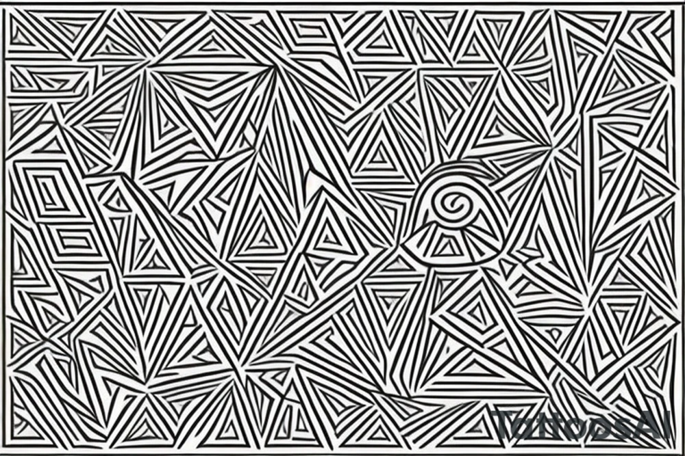 Ziggurat in Geometric Style: Opt for a geometric tattoo style, using bold lines and shapes to create a stylized representation of the ziggurat. This approach can give the design a modern and abstract feel while still capturing the essence of the ancient structure. tattoo idea