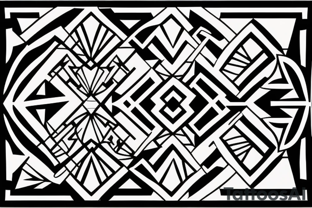 Ziggurat in Geometric Style: Opt for a geometric tattoo style, using bold lines and shapes to create a stylized representation of the ziggurat. This approach can give the design a modern and abstract feel while still capturing the essence of the ancient structure. tattoo idea