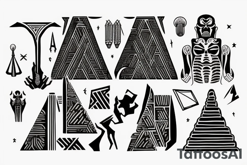 A ziggurat representing the advancement of human civilization tattoo idea