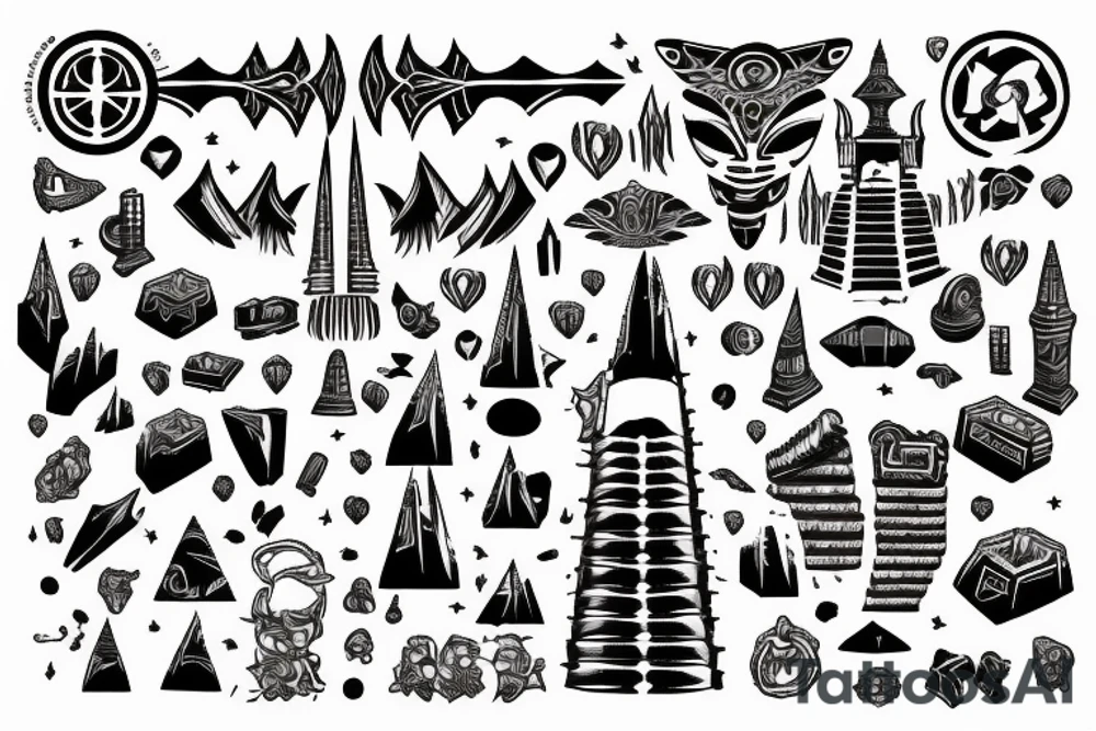 A ziggurat representing the advancement of human civilization tattoo idea