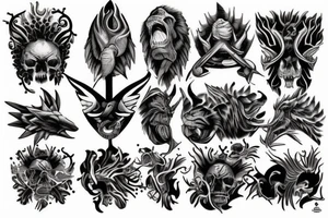 A tattoo  with one side representing evolution and oother side representing extinction tattoo idea