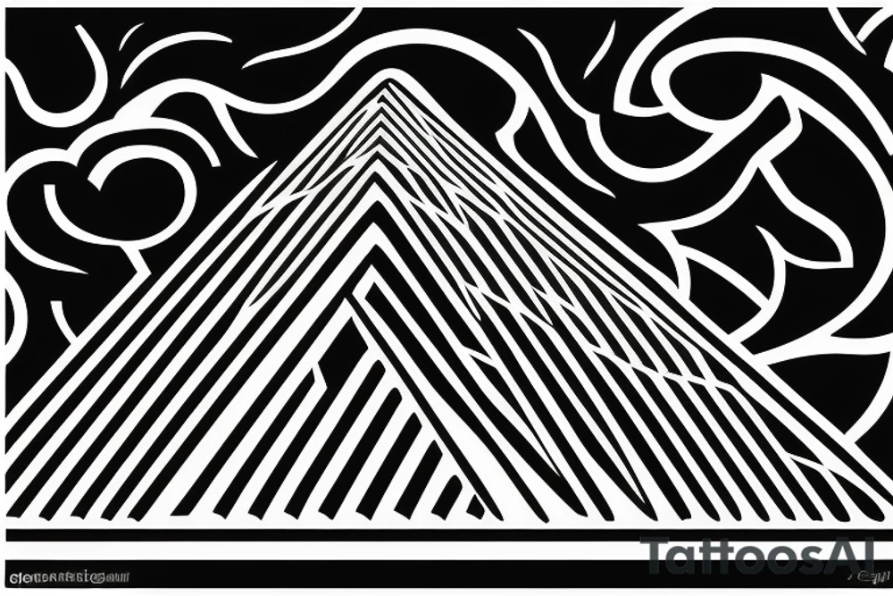 Ziggurat Silhouette: A simple and minimalist approach could involve a black outline or silhouette of a ziggurat. The stepped structure can be depicted with clean lines, capturing its distinct shape and architectural features. tattoo idea