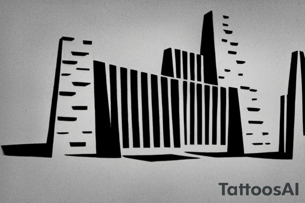 Ziggurat Silhouette: A simple and minimalist approach could involve a black outline or silhouette of a ziggurat. The stepped structure can be depicted with clean lines, capturing its distinct shape and architectural features. tattoo idea