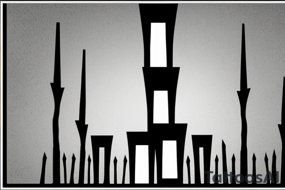 Ziggurat Silhouette: A simple and minimalist approach could involve a black outline or silhouette of a ziggurat. The stepped structure can be depicted with clean lines, capturing its distinct shape and architectural features. tattoo idea