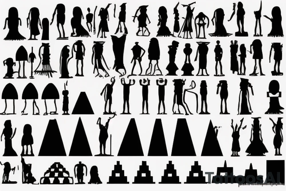 Ziggurat Silhouette: A simple and minimalist approach could involve a black outline or silhouette of a ziggurat. The stepped structure can be depicted with clean lines, capturing its distinct shape and architectural features. tattoo idea