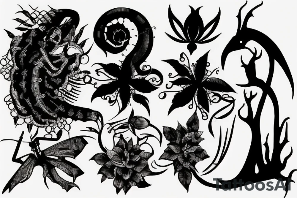 Silhouette of early human tattoo idea