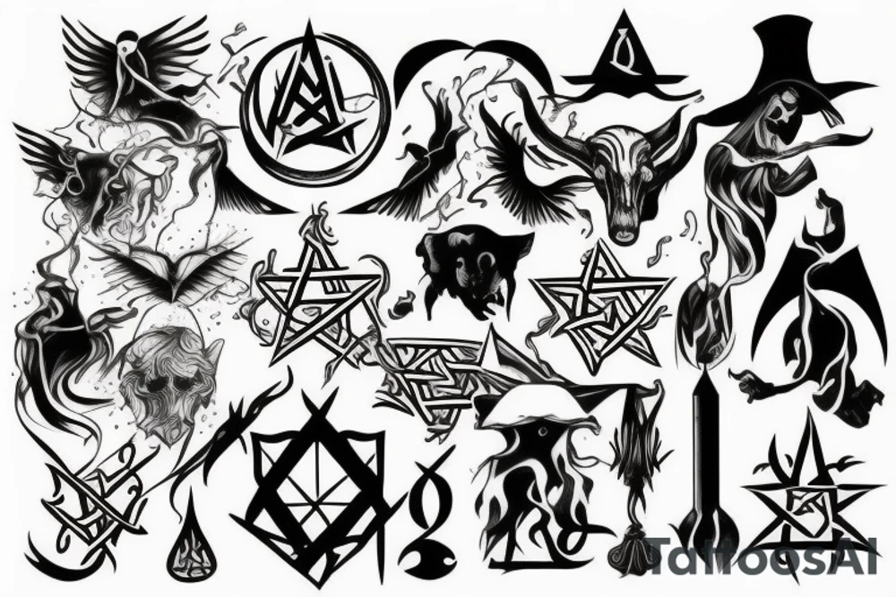 Witchcraft symbolism tattoo idea